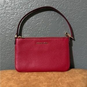 Michael Kors Jet Set Small Pebbled Leather Convertible Wristlet Cherry Red